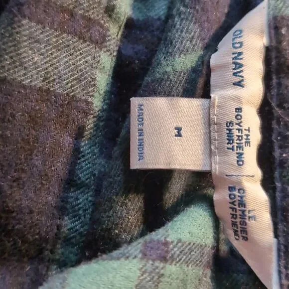 Cotton Plaid flannel boyfriend shirt tunic style size M Black Watch Tartan - Picture 6 of 7